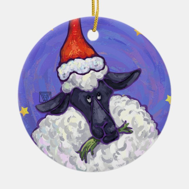 Ornement En Céramique Noël des moutons (Devant)
