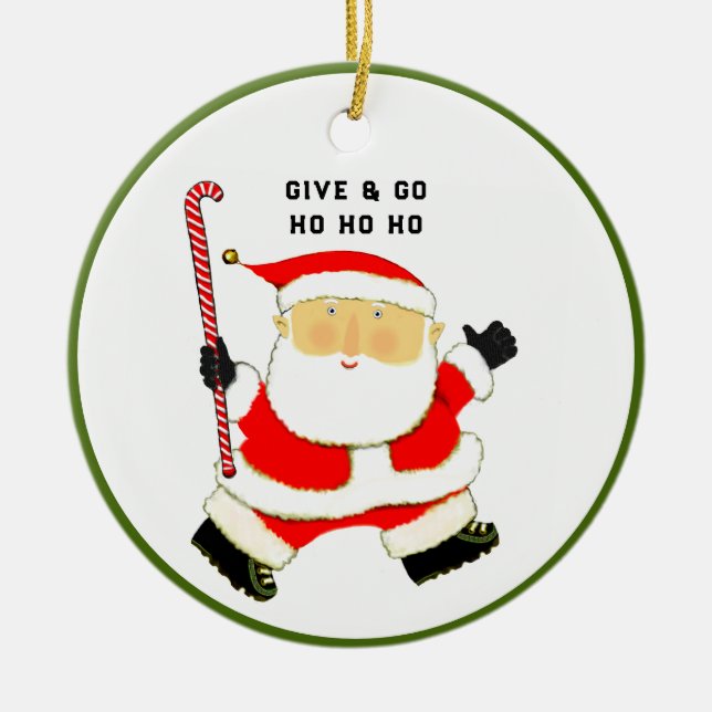 Ornement En Céramique Noël d'hockey de champ collectable (Devant)