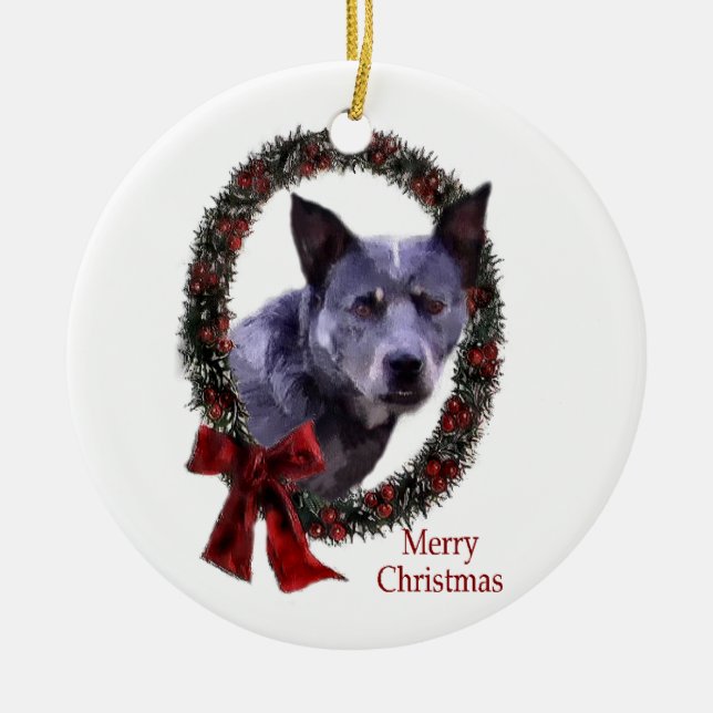 Ornement En Céramique Noël du chien de bétail australien (Devant)