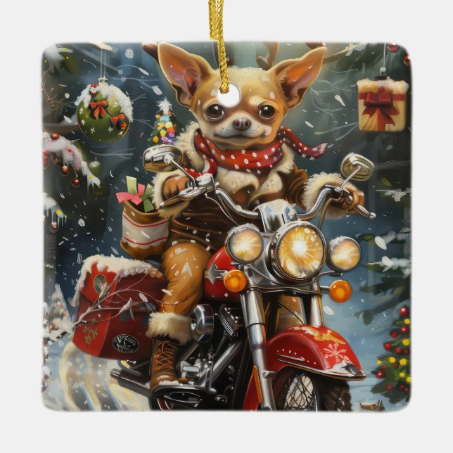 Ornement En Céramique Noël du Chihuahua (Devant)