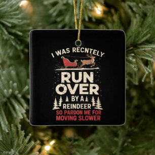 Ornement En Céramique Noël écrasé par le renne Funny Xmas 