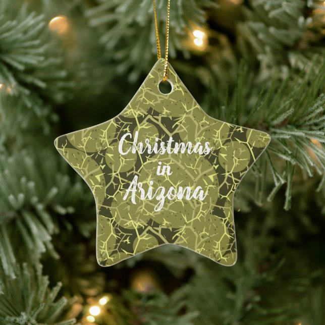 Ornement En Céramique Noël en Arizona Cactus Plante (Arbre)