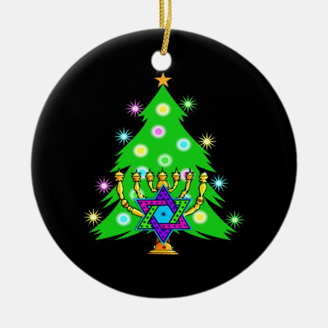 Ornement En Céramique Noël et Hanoukka ensemble (Devant)
