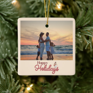 Ornement En Céramique Noël famille amis aquarelle arbre vacances