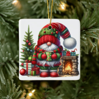 Ornement En Céramique Noël Gnome Art – Fêtes de fin d'année