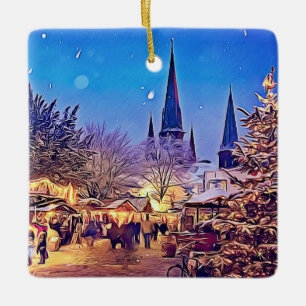 Ornement En Céramique Noël joyeux vont rond et église allemande