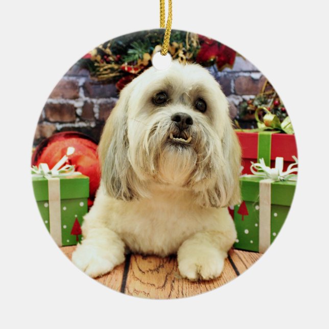 Ornement En Céramique Noël - Lhasa Apso - solo (Devant)