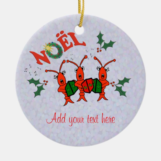 Ornement En Céramique Noël mignon de homard d'écrevisses de Caroling (Devant)
