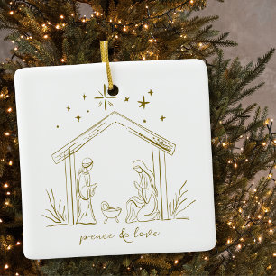 Ornement En Céramique Noël moderne Nativité paix amour religieux