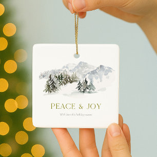 Ornement En Céramique Noël Montagne Hivernale Paix & Joie