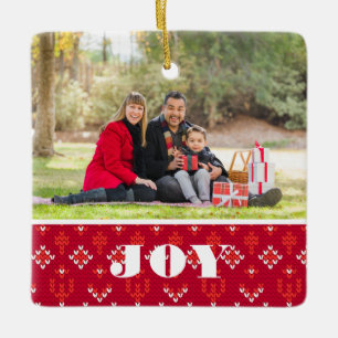 Ornement En Céramique Noël nordique de chandail de joie de photo de la