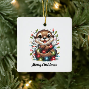 Ornement En Céramique Noël Otter