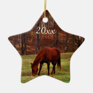 Ornement En Céramique Noël personnalisé de l'année avec photo de cheval