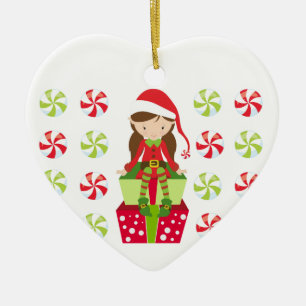 Ornement En Céramique Noël personnalisé Elf de sucrerie