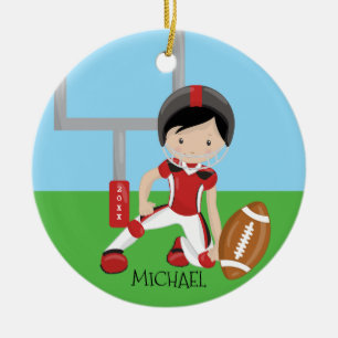 Ornement En Céramique Noël personnalisé mignon de joueur de football