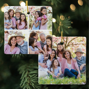 Ornement En Céramique Noël Photo de Famille Personnalisée Double Face