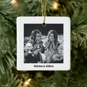 Ornement En Céramique Noël Photo Minimaliste Moderne Simple pour Sœurs