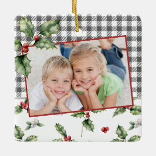 Ornement En Céramique Noël Photo Plaid Aquarelle Florale