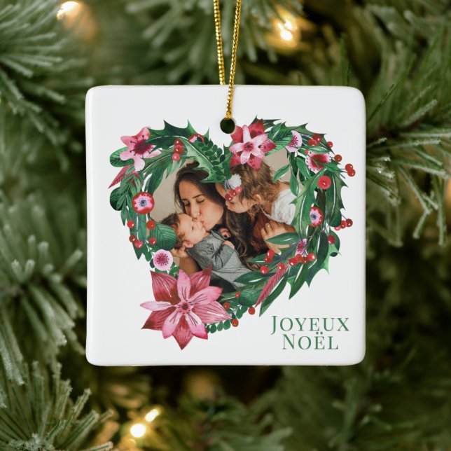 Ornement En Céramique Noël Poinsettia Joyeux Noël (Arbre)