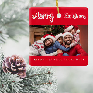 Ornement En Céramique Noël rouge nom de famille moderne