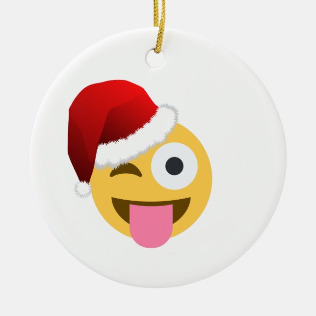 Ornement En Céramique noël santa claus winking emoji (Devant)