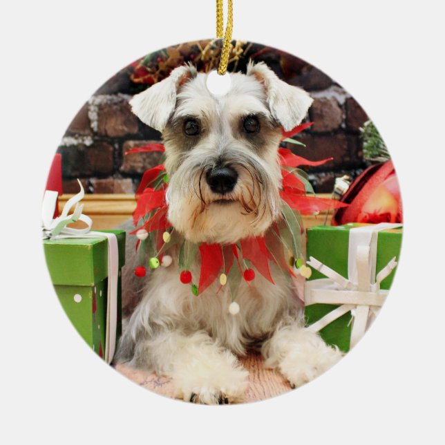 Ornement En Céramique Noël - Schnauzer - Abby (Devant)