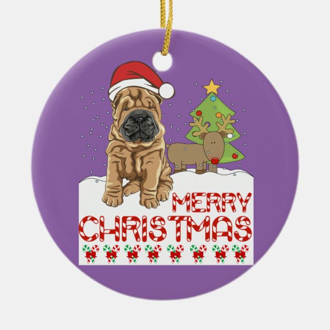 Ornement En Céramique Noël Shar Pei (Devant)