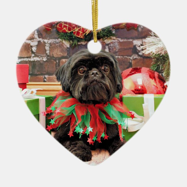 Ornement En Céramique Noël - Shih Tzu - lis (Devant)