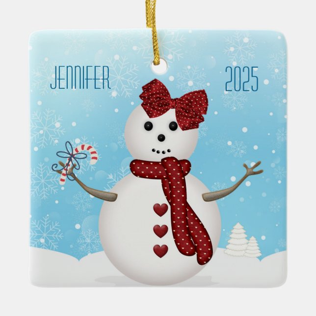 Ornement En Céramique Noël Snowgirl (Devant)