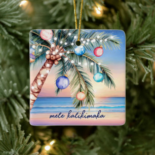 Ornement En Céramique Noël tropical de Mele Kalikimaka Palm Tree
