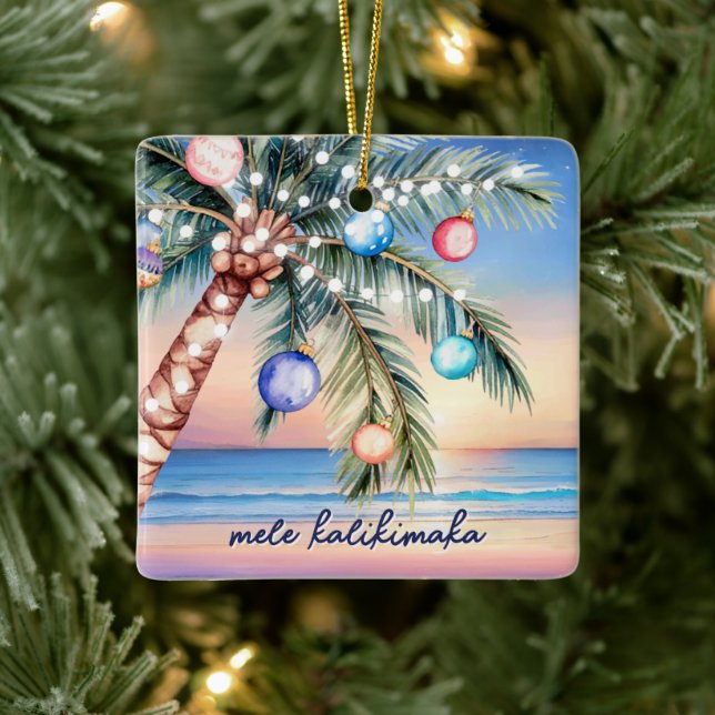 Ornement En Céramique Noël tropical de Mele Kalikimaka Palm Tree (Arbre)
