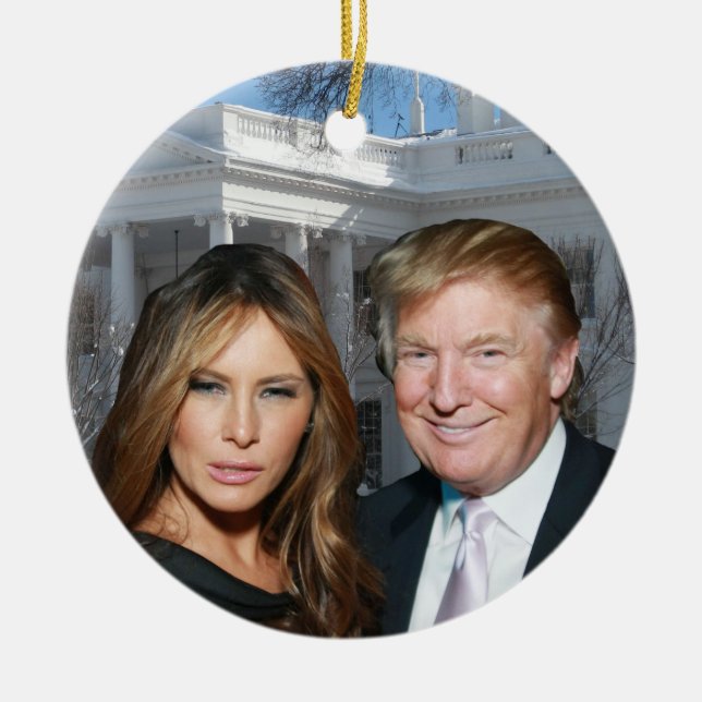 Ornement En Céramique Noël Trump : Donald et Melania (Devant)