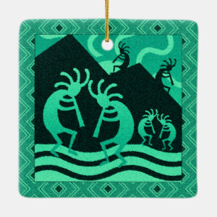 Ornement En Céramique Noël Turquoise Sud-Ouest Kokopelli