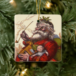 Ornement En Céramique Noël Vintage, Jouets de tuyaux du Père Noël victor
