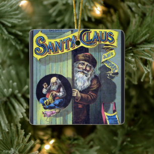 Ornement En Céramique Noël vintage, le Père Noël et son oeuvre