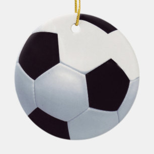 Ornement en céramique noir et blanc de ballon de