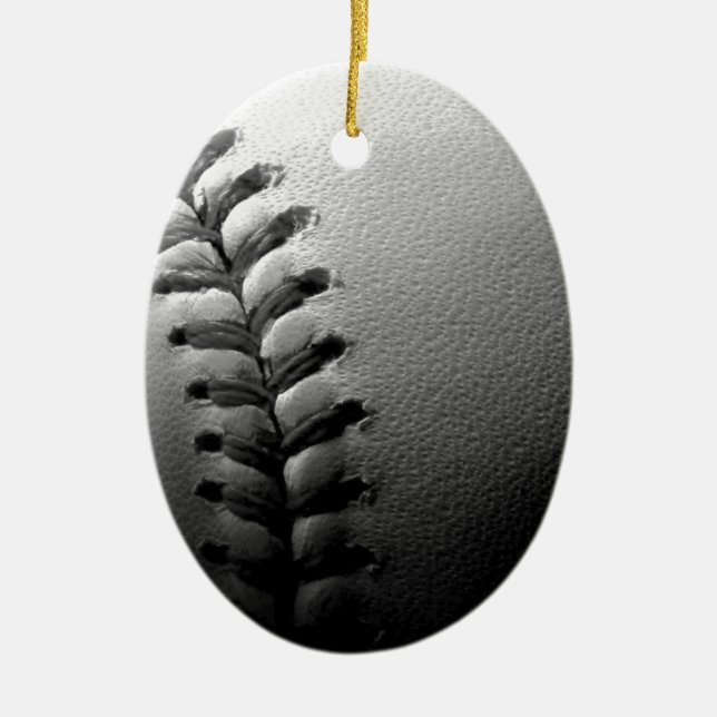 Ornement En Céramique Noir et blanc Gros plan de base-ball (Devant)