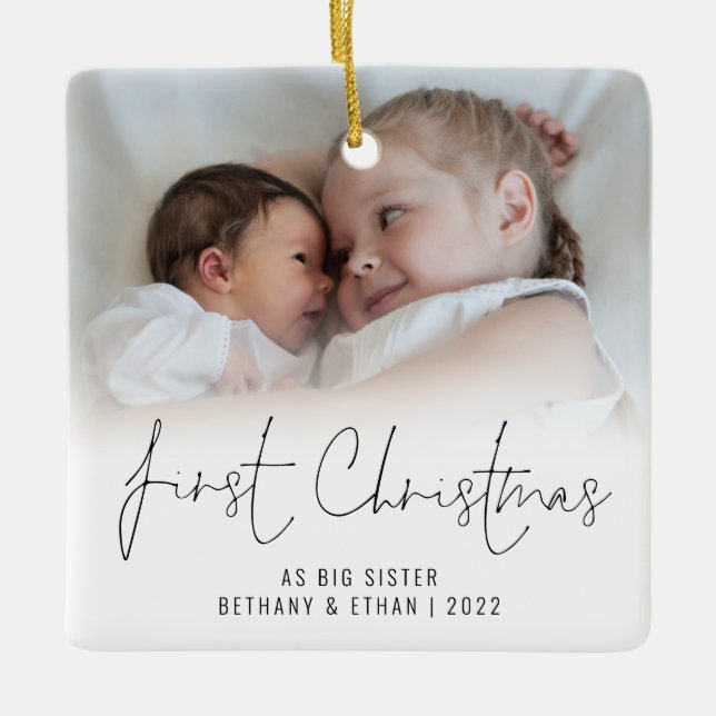 Ornement En Céramique Nom de la photo Année Noël Première Grande Soeur (Devant)