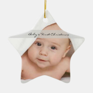 Ornement En Céramique Nom de la première étoile de Noël du bébé Annivers