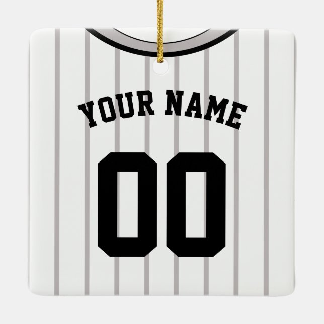 Ornement En Céramique Nom et numéro de baseball softball Jersey Modèle (Dos)