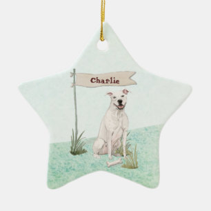 Ornement En Céramique Nom personnalisé American Staffordshire Terrier P