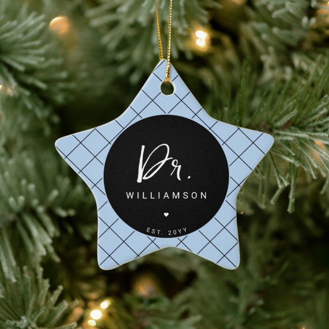 Ornement En Céramique Nom personnalisé Dr Minimaliste Docteur Graduation (Arbre)