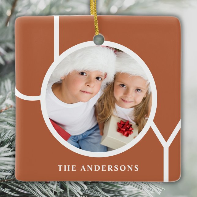 Ornement En Céramique Nom personnalisé Noël Rouille photo (Créateur téléchargé)
