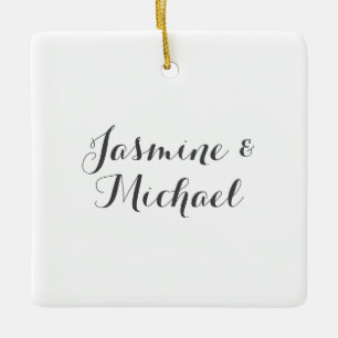 Ornement En Céramique Noms de couple de calligraphie chic adorables