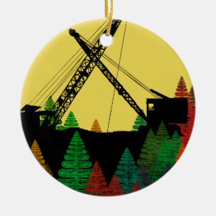 Ornement En Céramique Nord-Ouest, grue et lunette, art INGÉNIEUR OPÉRATI