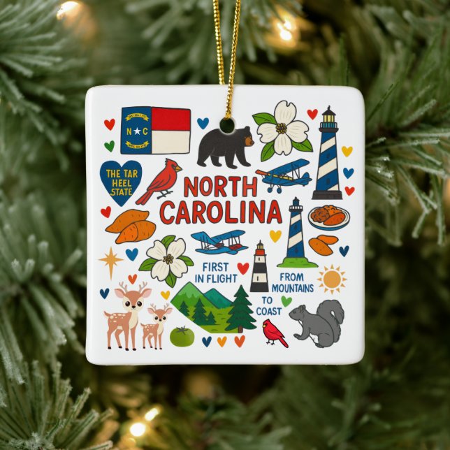 Ornement En Céramique North Carolina Custom Family Trip Christmas (Arbre)