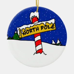 Ornement En Céramique North Pole Round Ornament