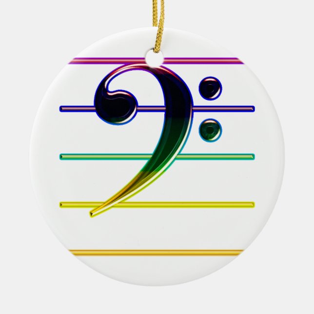 Ornement En Céramique Note de musique Rainbow Bass Clef (Devant)