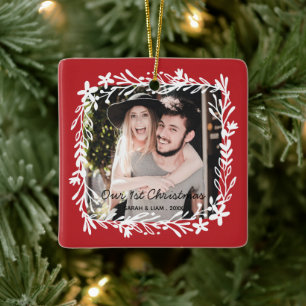 Ornement En Céramique Notre 1er noël rustique ferme photo