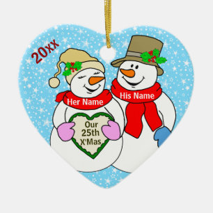 Ornement En Céramique Notre 25ème Noël